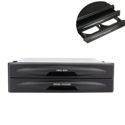 Kit de Bolsillo Doble Din Radio Portavasos para Bebidas Caja de Almacenamiento Organizador Borde para Salpicadero de Coche Foto 1 de 4