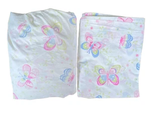 POTTERY BARN Butterfly & Flowers Twin Sheet Set Fitted Flat 100 % Cotton RETIRED - Picture 1 of 5