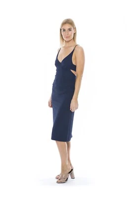 Vestido de cóctel Dion Lee azul marino ajustado sujetador midi talla 6 nuevo con etiquetas $690 Foto 1 de 4