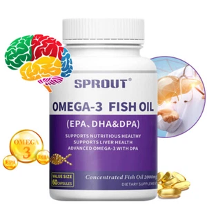 Omega 3 Fish Oil Capsules 2000mg DHA, EPA, and DPA Supplement- Exp. 06/2026 - Picture 1 of 8