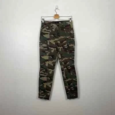 J Crew cargo pants women waist size 28 camo 6 pockets straight leg army print - Image 1 of 4
