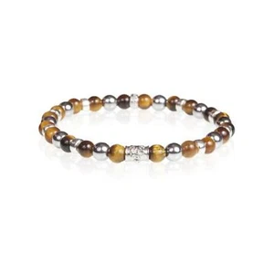 Bracciale Unisex GERBA 738 Elastico con Pietre Naturali e Argento 925 - Picture 1 of 3