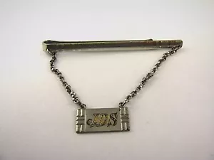 Vintage Tie Bar Clip: Letters JDS Sterling Silver Great Retro Design - Picture 1 of 5