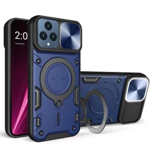 Funda protectora de TPU a prueba de golpes con soporte de anillo magnético azul para Revvl 6 5G - Imagen 1 de 1
