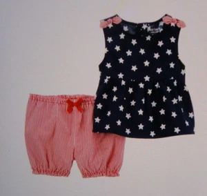 NWT baby 3-6m outfit set tank top short Carters USA stars stripes red white blue - Picture 1 of 5