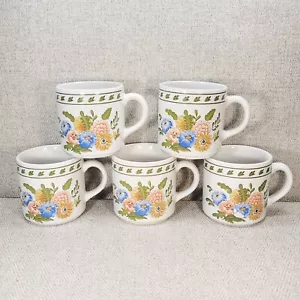 Vintage Coffee Tea Mugs Spring Flowers (Set of 5) Made In Korea - Picture 1 of 7