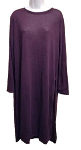 NWT Beeuniq Purple Solid Long Sleeve Maxi Tunic Sweater Dress Side Slit Sz: 1X - Picture 1 of 4