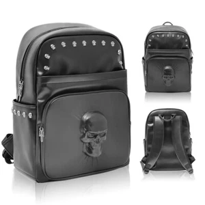 3D Skull Backpacks Multi-Functional PU leather Motocycle Scratch Resistant - Picture 1 of 4