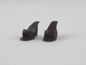 Vintage Barbie Doll Shoes High Heel Open Toe Brown Mules Japan - Picture 1 of 3