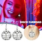 1pair Light Reflective Silver Color Earrings 3D Round Drop Earrings  Ladies