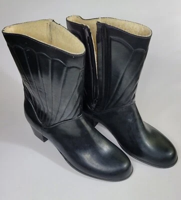 Bota de Lluvia de Invierno Vintage Sears Seashell Impermeable Negra Talla 10M Foto 1 de 4