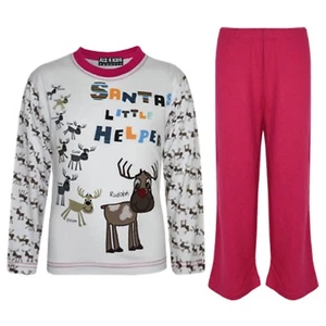 Kids Boys Girls SANTAS LITTLE HELPER Christmas Pyjamas Reindeer Rudolph PJ's - Picture 1 of 8