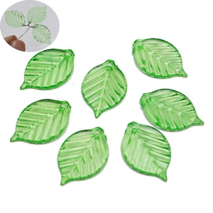 100 Transparent Green Acrylic Leaves Beads Charm 24X16mm Sewing Craft DIY - Picture 1 of 6