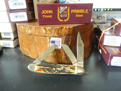 JOHN PRIMBLE KNIVES 4" CLOSED STAG HANDLE STOCKMAN 3 BLADES HC STANLESS ST.3531S - Image 1 of 4