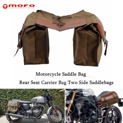 Canvas Panniers Saddle Bags 35-40L For Harley Honda DR650 XL1600R VN500 Iron 833 - Image 1 of 4