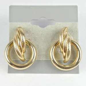 14K Gelbgold Türklopfer Stil Kreis Creolen 7/8" Ohrhänger 3,6 g - Bild 1 von 5