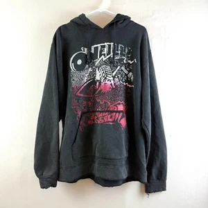 VTG O’Neill Surfing Hoodie Mens L Sweatshirt Black Goth Skate Surf Distressed - Picture 1 of 10