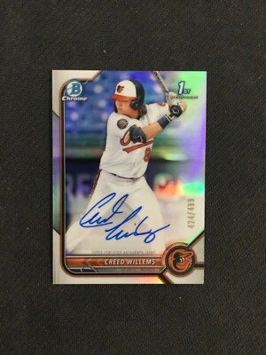 2022 Bowman Chrome Prospect #CPA-CW Creed Willems Auto Refractor /499 Orioles - Image 1 of 2