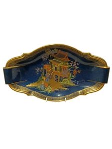 Carlton Ware Bleu Royale Dish In A Pagoda Pattern - Picture 1 of 3