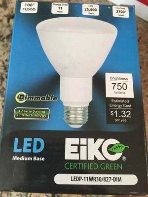 EIKO LEDP-11WR30/827-DIM 11W 11 WATT LED GEN3 R30 Reflector Flood Dimmable Light - Image 1 of 3