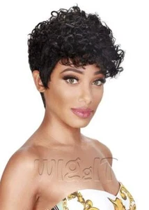 ALIA | 100% HUMAN HAIR SHORT CURLY FULL CAP WIG | BLACK/AUBURN | ZURY DUBY - Picture 1 of 2