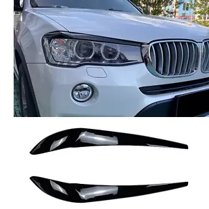 For BMW X3 F25 X4 F26 2014-2017 Gloss Black Headlight Eyelid Trim Gloss Black - Picture 1 of 11