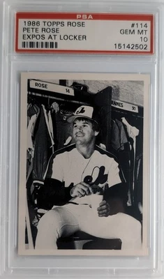 1986 TOPPS PETE ROSE #114 PSA 10 GEM MINT EXPOS AT LOCKER - Image 1 of 2