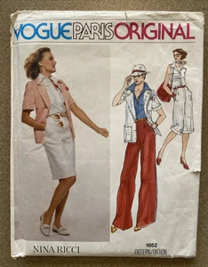 Vogue Paris Original NINA RICCI Jacket Skirt Pants + Pattern #1652 Size 12 UNCUT - Picture 1 of 12