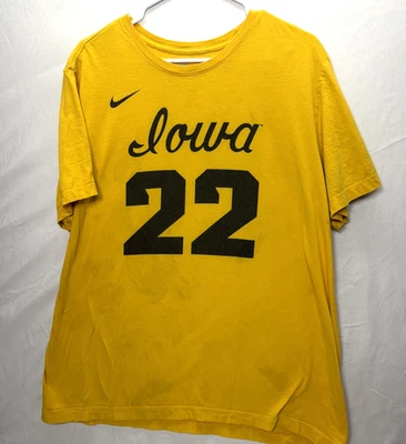 Nike Caitlin Clark T-Shirt University of Iowa Hawkeyes #22 Yellow Sz XL FLAWED - Image 1 of 4