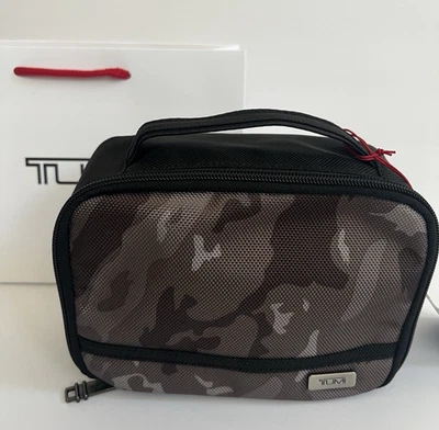 Tumi Camo Black City Map Cube Travel Pouch Accessory Zipper Bag - Image 1 of 4