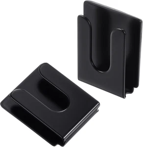 Colgador de micrófono de radio 2 piezas soporte trasero adhesivo montaje metal negro percha de coche - Imagen 1 de 12