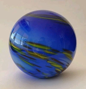 Handblown Art Glass Sphere Blue - Picture 1 of 3
