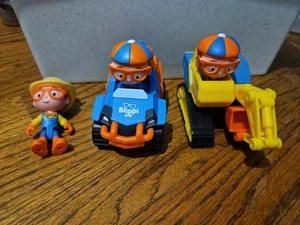 Blippi Minibagger und Mini blaues Auto und 1 Blippi Figur - Bild 1 von 2