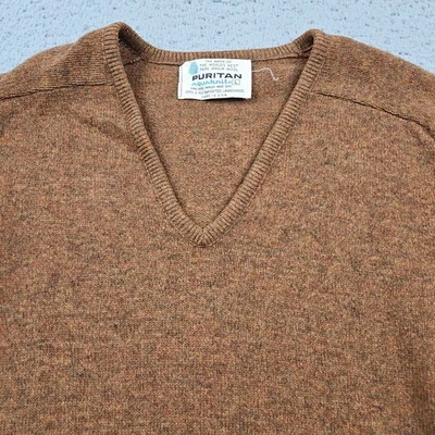Suéter Puritano Vintage Masculino Grande Marrom Manga Longa Pulôver Lã de Cordeiro - Imagem 1 de 4