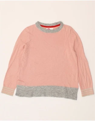 BODEN Girls Boat Neck Jumper Sweater 9-10 Years Pink Colourblock Cotton CQ19 - Image 1 of 4