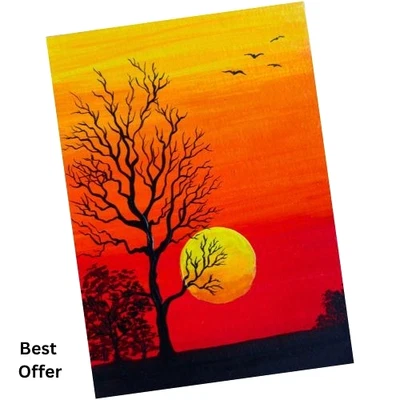 ACEO 原创景观自然树天空流行艺术卡丙烯酸手绘新品 — 第 1/4 张图片