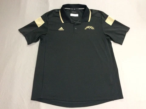 WESTERN MICHIGAN BRONCOS ADIDAS SIDELINE BLACK CLIMALITE POLO GOLF SHIRT MENS LG Cover
