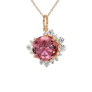 1.5ct Natural Sapphire & Diamond Cluster Pendant 14k Solid Yellow Gold NO CHAIN - Picture 1 of 13
