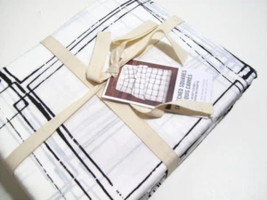 West Elm Sketched Squares Shape Full Queen Duvet Cover AND 2 Standard Shams New - Picture 1 of 5
