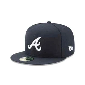 Authentic New Era MLB On-Field 59Fifty Fitted Cap Atlanta Braves Navy/White - Picture 1 of 4