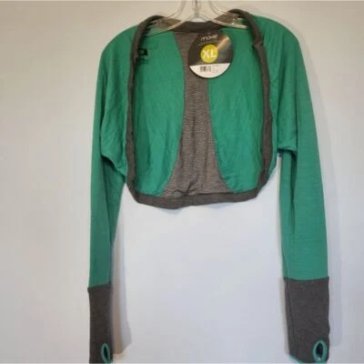 NUEVO CON ETIQUETAS Moxie Ciclismo Verde Gris Recortado Bolero XL Manga Larga Agujeros para Pulgar Absorbentes Foto 1 de 4