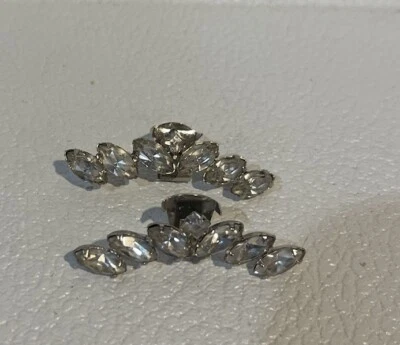 Винтажные зажимы для обуви со стразами 1 3/4 дюйма в длину, простые, но стильные, серебристые - Изображение 1 из 4