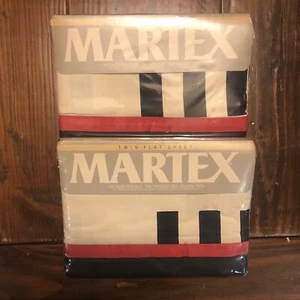 NEW Lot 2 Martex Trio Black Red Cream Twin Flat Sheet SEALED 66x96 - Picture 1 of 6