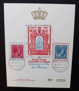 LUXEMBOURG 1945 Grand Duchess Private SOUVENIR SHEET. Fine USED Unmounted. - Picture 1 of 2