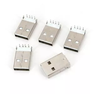 100Pcs USB Type A 4Pin Male Right Angle Plug PCB Mount DIP Solder Connector - Picture 1 of 6
