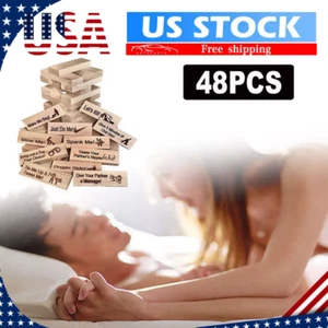 Stacking Block Tower Game Date Toy Adult Couples Wood Tumbling Tower Game 48pcs~ - Picture 1 of 13