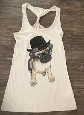 Cute Pug Puppy Dog Racerback Vest Top Tank Top T-shirt 10 12 14 - Image 1 of 4