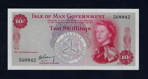 Isle Of Man 10 Shillings 1961 P-24 AU-UNC ENGLAND UK GREAT BRITAIN - Picture 1 of 2