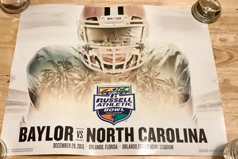 BAYLOR BEARS POSTER FOOTBALL vs North Carolina RUSSELL ATHLETIC BOWL 2015 Cover