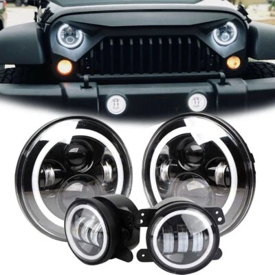 Kit combinado de faros + luces antiniebla Halo LED 7" para Jeep Wrangler JK 2007-2018 Foto 1 de 4